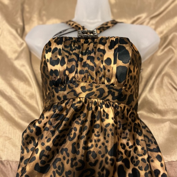 #9 Jessica McClintock for Gunne Sax Animal Print Leopard Cocktail Dress - Picture 4 of 6